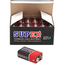 Derin Stok Supex 6F22 9 Volt Pil 12 'li Paket