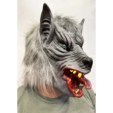 Derin Stok Kafaya Tam Geçmeli Lateks Dil Çıkaran Gözlü Kurt Maskesi