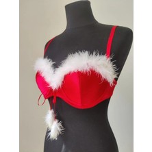 Tusebu Özel Gün Için Fantezi Sütyen Mikrofiber Dantelli Konforlu Kumaş Yılbaşı Özel Kırmızı