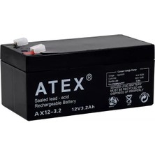 Derin Stok Atex AX12-3.2 12 Volt - 3.2 Amper Bakımsız Kuru Akü (134X70X60 Mm)