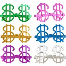 Derin Stok Dolar Şekilli Metalize Parti Gözlüğü 6 Adet