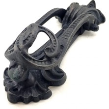 Derin Stok Antika Tarz Dekoratif Pirinç Doğa Kapı Tokmağı, Taktak - 205X73 Mm, Oksit