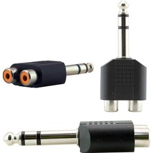 Derin Stok 6.3 mm Stereo Erkek - 2 Rca Dişi Çevirici Jack