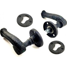 Derin Stok Antika Tarz Dekoratif Pirinç Rozetli Banyo Kapı Kolu - 49 Mm, Oksit