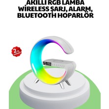 Derin Stok Bluetooth Hoparlörlü Rgb Atmosfer Lambası Kablosuz Şarj ve Saat Özellikli