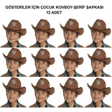 Derin Stok Kovboy Şerif Şapkası Kahve 12 Adet - Kostüm, Parti ve Gösteri Şapkası