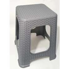 Derin Stok 1 Adet Küçük Gri Tabure Kir Tutmaz 30 cm Hasır Örgü Uygun Alt Kuşaklı Sağlam Dizayn