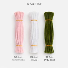 Waxera Pastel Pembe Şönil Seti 100 Adet – (Pastel Pembe, Beyaz, Ordu Yeşili)