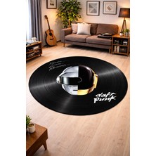 Emiroğlu Daft Punk Temalı Plak Şeklinde Yıkanabilir Halı–Kaymaz Taban,Özel Süngerli Yüzey, Konsept Tasarım