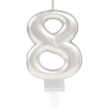 Derin Stok 8 Rakam Mum Gümüş Renk