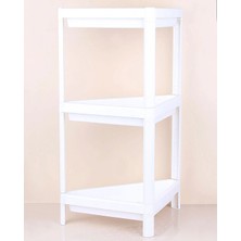 Derin Stok Üçgen 3 Katlı Raf Ünitesi - Mutfak - Banyo Depolama Rafı - Beyaz