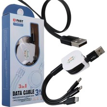 Derin Stok PM-26346 3 In 1 Siyah Şarj Kablosu