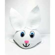 Derin Stok Beyaz Renk Kulaklı Tavşan Şapkası Hayvan Şapkası