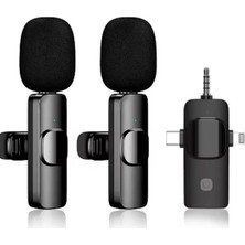 Derin Stok Yüksek Kalite Profesyonel 3 In 1 Kablosuz Taşınabilir Yaka Mikrofonu Tiktok