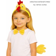 Derin Stok Horoz – Tavuk Kostüm Aksesuar Seti - Taç Papyon Kuyruk