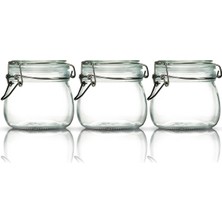 3'lü Vakumlu Kavanoz Seti 500 Ml, Kilitli, Cam Saklama Kutuları