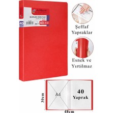 ArtMaster Kırmızı Sunum Dosyası 40 Lı 1 Adet Poşet Dosyalı Katalog Dosyası 40 Poşetli Kendinden Dosya Plastik Kapaklı