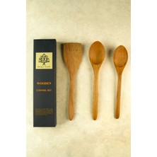 Doğal Ahşap Kaşık ve Spatula Seti, Sağlıklı ve Dayanıklı Mutfak Aksesuarları