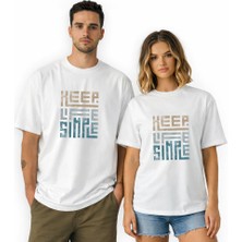 Kidilia Keep Life Simple Görselli Unisex Bisiklet Yaka Tasarım Tshirt - Beden: Xlrenk: Beyaz