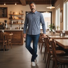 Eren Style Uzun Kol Linen Keten Klasik 4 Mevsim Giyilebilen Pamuklu Gömlek