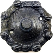 Derin Stok Antika Tarz Dekoratif Pirinç Güllü Kapı Zili - 75MM, Oksit