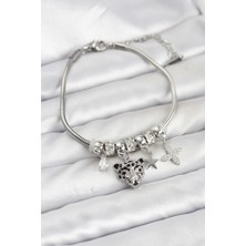 Sb Shopping Pirinç Gümüş Renk Kaplan Model Charmlı Kadın Bileklik