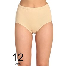 Tusebu 12'li Paket Beyaz Pamuklu Kadın Bato Külot Yüksek Bel Rahat Kesim Ekonomik Iç Giyim