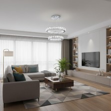 Elizim Home Lighting Kristal 2 Katlı Uzaktan Kumandalı Krom Avize