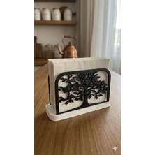 DIGIARTISAN3D Hayat Ağacı Temalı Dekoratif Peçetelik - Siyah & Beyaz Modern Mutfak Organizeri