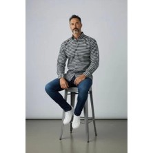 Eren Style Klasik %100 Cotton Uzun Kollu Terletmeyen Kışlık 2 Renkli Çizgili Gömlek (Slim Fit)