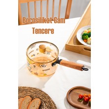 Ahşap Saplı Isıya Dayanıklı Borosilikat Cam Tencere ve Sütlük Seti