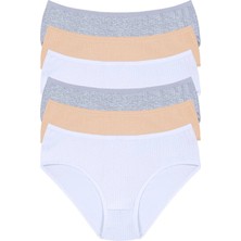 Tusebu 6'lı Kadın Fitilli Külot Seti Karışık Renk (Beyaz-Gri-Ten)