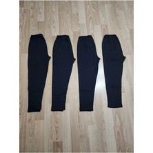 Tusebu Lacivert Lastikli Bel Cepli Rahat Düz Paça Tayt Içlik