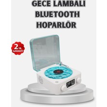 Similar 3-Ü-1 Gece Işığı Bluetooth Hoparlör Dijital Saat Vintage Plak Çalar Tasarımlı