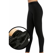 LaRosa Lingerie Kadın İçin Polarlı Termal Tayt Siyah Renk Esnek Kumaş Konforlu Kullanım