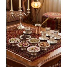 Ogeda Home 6'lı Kahve Yanı Gümüş Lokumluk–gümüş Gül Detaylı Dekoratif Lokumluk–nişan Söz Kahve Yanı Şekerlik