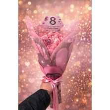 Ada Home Collection Kadınlar Gününe Özel Saten Gülden Pembe Çiçek Buketi