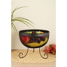 Metal Sebze ve Meyve Saklama Kasesi, Ayaklı Siyah Tasarım