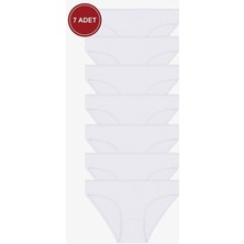 Tusebu 7’li Kadın Külot Seti Beyaz Basic Slip Rahat Kalıp