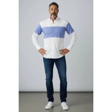 Eren Style Klasik %100 Cotton Uzun Kollu Terletmeyen Kışlık Flanel Kumaş 2 Renkli Çizgili Gömlek (Slim Fit)