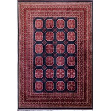 Quka Halı Afgan 112 Lacivert Kaymaz Tabanlı Yıkanabilir Afgan Halısı