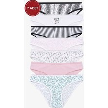 Tusebu Kadın 7’li Bikini Külot Seti Karışık Desenli Pamuk Dokulu Günlük Iç Giyim