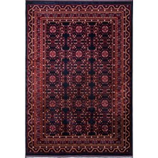 Quka Halı Afgan 114 Lacivert Kaymaz Tabanlı Yıkanabilir Afgan Halısı