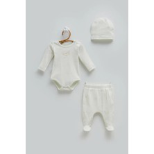 Caramell Love Tıme Kız Bebek Body Pantolon Şapka Üçlü Set - Yeşil - 62-68 cm Yeşil