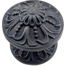 Nemere Antika Tarz Dekoratif Pirinç Çiçekli Kapı Tokmağı - 80 mm Çap, Oksit