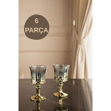 Titanyum Işıltılı Ayaklı Kahve Yanı Kadeh Seti - 6 Adet, Şık ve Zarif Tasarım