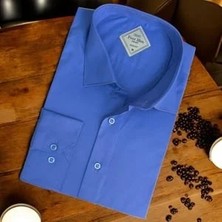 Eren Style Linen Keten Slim Fit %100 Cotton Uzun Kollu Terletmeyen Mavi Gömlek