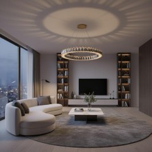 Elizim Home Lighting Kristal Uzaktan Kumandalı Gold Avize