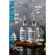 1 Litre Ahşap Standlı Şeffaf Zeytinyağı ve Ayçiçek Yağı Şişesi