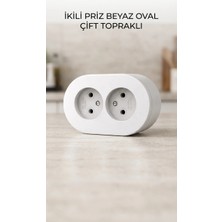 Lowell Home Beyaz Ikili Topraklı Sıva Üstü Duvar Prizi - Dekoratif Elektrik Çözümü